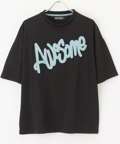 Mac-House(マックハウス)の「アップリケロゴ 半袖Tシャツ/ルーズシルエット(Tシャツ/カットソー・メンズ・ブラック/サックスブルー/ホワイト・M/L)」の2枚目の写真