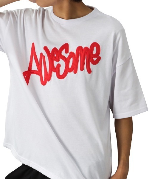 Mac-House(マックハウス)の「アップリケロゴ 半袖Tシャツ/ルーズシルエット(Tシャツ/カットソー・メンズ・ブラック/サックスブルー/ホワイト・M/L)」の5枚目の写真
