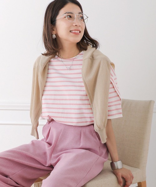 Bou Jeloud(ブージュルード)の「ボーダーコクーンスリーブトップス(Tシャツ/カットソー・レディース・ブラック/ピンク/イエロー・FREE)」の14枚目の写真