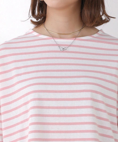 Bou Jeloud(ブージュルード)の「ボーダーコクーンスリーブトップス(Tシャツ/カットソー・レディース・ブラック/ピンク/イエロー・FREE)」の18枚目の写真