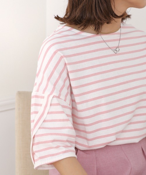 Bou Jeloud(ブージュルード)の「ボーダーコクーンスリーブトップス(Tシャツ/カットソー・レディース・ブラック/ピンク/イエロー・FREE)」の19枚目の写真