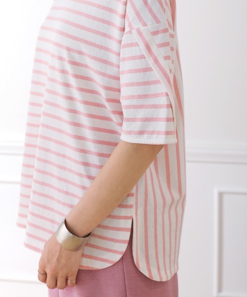 Bou Jeloud(ブージュルード)の「ボーダーコクーンスリーブトップス(Tシャツ/カットソー・レディース・ブラック/ピンク/イエロー・FREE)」の20枚目の写真