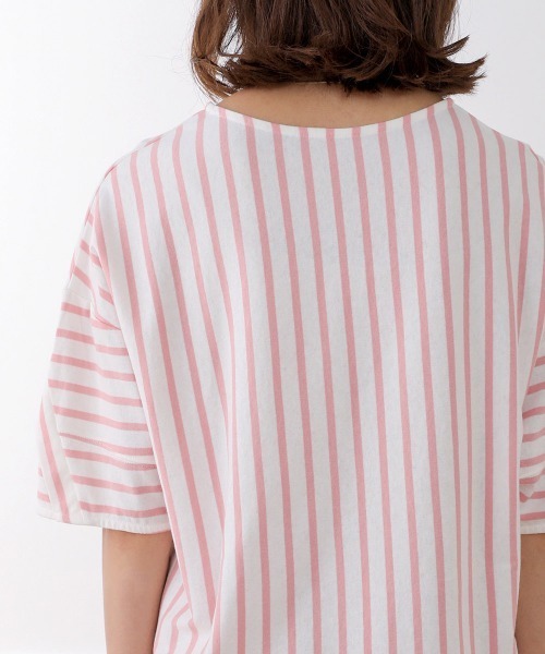 Bou Jeloud(ブージュルード)の「ボーダーコクーンスリーブトップス(Tシャツ/カットソー・レディース・ブラック/ピンク/イエロー・FREE)」の21枚目の写真