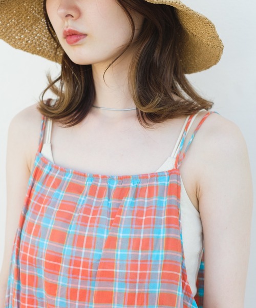 Kastane（カスタネ）の「【サイズ展開あり】ティアードチェックキャミワンピース（ワンピース・レディース・ネイビー/オレンジ・0/1）」の12枚目の写真