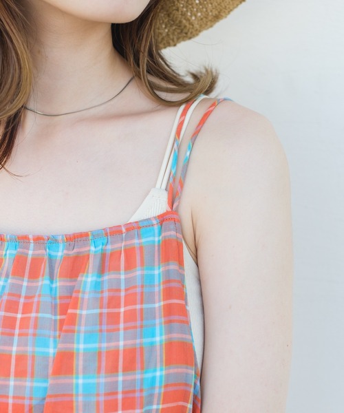 Kastane（カスタネ）の「【サイズ展開あり】ティアードチェックキャミワンピース（ワンピース・レディース・ネイビー/オレンジ・0/1）」の13枚目の写真