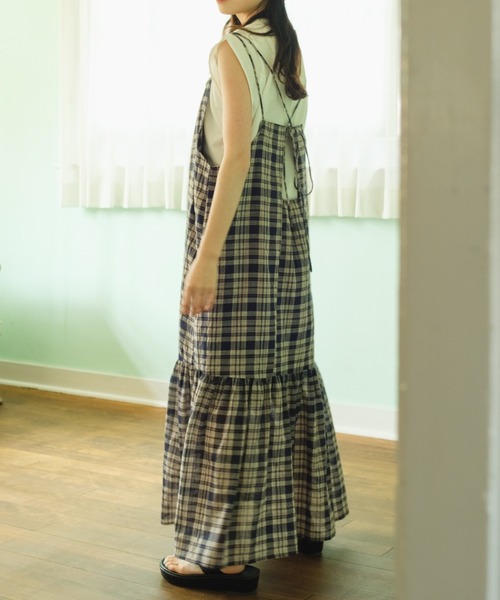 Kastane（カスタネ）の「【サイズ展開あり】ティアードチェックキャミワンピース（ワンピース・レディース・ネイビー/オレンジ・0/1）」の17枚目の写真