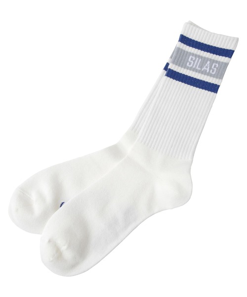 SILAS（サイラス）の「EMBLEM SOCKS BLUE サイラスエンブレムソックスブルー（ソックス/靴下・メンズ・ホワイト・ONE SIZE）」の4枚目の写真
