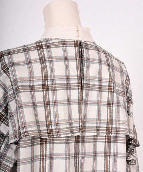 BDONNA（ビドンナ）の「T/C TOP糸チェック　ブラウス（シャツ/ブラウス・レディース・オフホワイト/ネイビー・MEDIUM）」の7枚目の写真