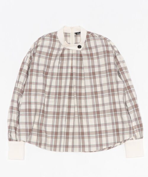 BDONNA（ビドンナ）の「T/C TOP糸チェック　ブラウス（シャツ/ブラウス・レディース・オフホワイト/ネイビー・MEDIUM）」の11枚目の写真