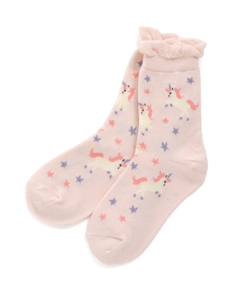 Ampersand(アンパサンド)の「ユニコーンソックス(ソックス/靴下・キッズ・オフホワイト/ピンク/ラベンダー・12/15 /18/21)」の1枚目の写真