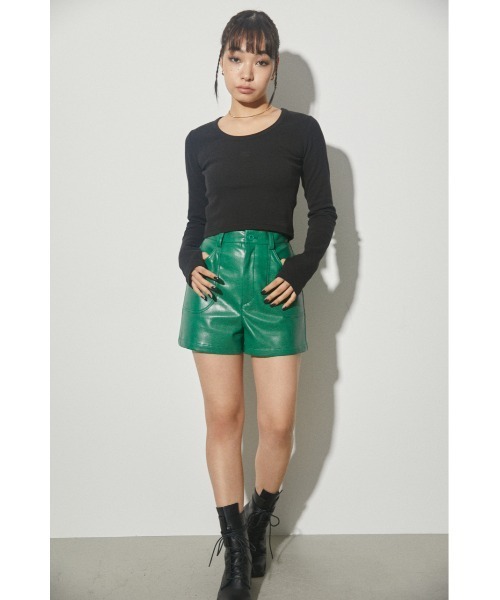 LAGUA GEM(ラグアジェム)の「LAGUA LOGO RIB TOPS ラグアロゴリブトップス(Tシャツ/カットソー・レディース・ホワイト/チャコールグレー/ブラック/レッド/カーキ・FREE)」の9枚目の写真