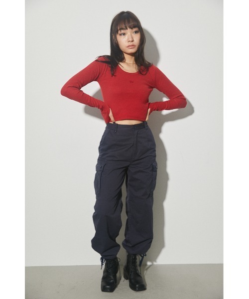 LAGUA GEM(ラグアジェム)の「LAGUA LOGO RIB TOPS ラグアロゴリブトップス(Tシャツ/カットソー・レディース・ホワイト/チャコールグレー/ブラック/レッド/カーキ・FREE)」の15枚目の写真