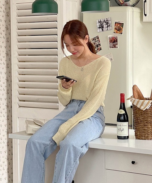 SONA（ソナ）の「SONYUNARA ベーシックVネッククロップニット（ニット/セーター・レディース・イエロー/グリーン・FREE）」の19枚目の写真