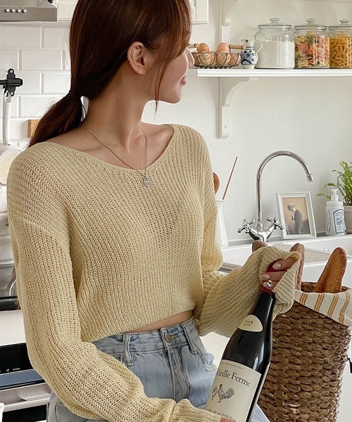 SONA（ソナ）の「SONYUNARA ベーシックVネッククロップニット（ニット/セーター・レディース・イエロー/グリーン・FREE）」の14枚目の写真