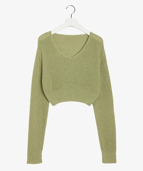SONA（ソナ）の「SONYUNARA ベーシックVネッククロップニット（ニット/セーター・レディース・イエロー/グリーン・FREE）」の5枚目の写真