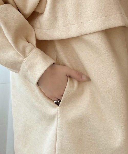 classicalelf（クラシカルエルフ）の「絶妙なあざと感。ライトフェイクウールスタンドネックコート（ステンカラーコート・レディース・ブラウン/オレンジ/ブラック/アイボリー・LARGE/MEDIUM/SMALL/X-LARGE）」の9枚目の写真