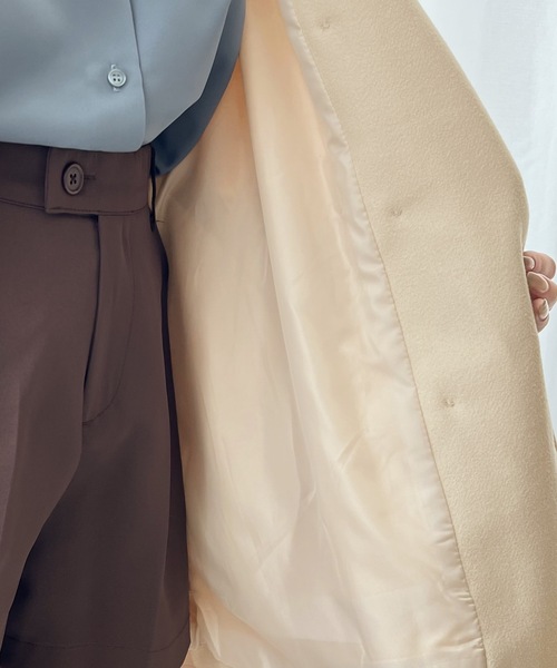 classicalelf（クラシカルエルフ）の「絶妙なあざと感。ライトフェイクウールスタンドネックコート（ステンカラーコート・レディース・ブラウン/オレンジ/ブラック/アイボリー・LARGE/MEDIUM/SMALL/X-LARGE）」の10枚目の写真