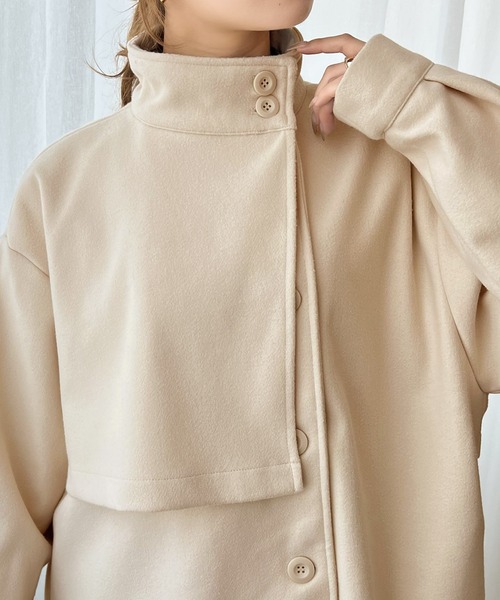 classicalelf（クラシカルエルフ）の「絶妙なあざと感。ライトフェイクウールスタンドネックコート（ステンカラーコート・レディース・ブラウン/オレンジ/ブラック/アイボリー・LARGE/MEDIUM/SMALL/X-LARGE）」の19枚目の写真