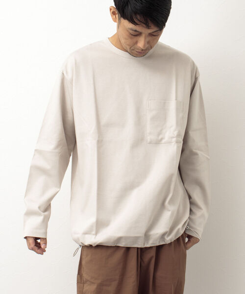 NOLLEY'S goodman（ノーリーズグッドマン）の「ポンチドローコードプルオーバーカットソー（Tシャツ/カットソー・メンズ・ホワイト/グレイッシュベージュ/ネイビー・S/M/L/XL）」の2枚目の写真