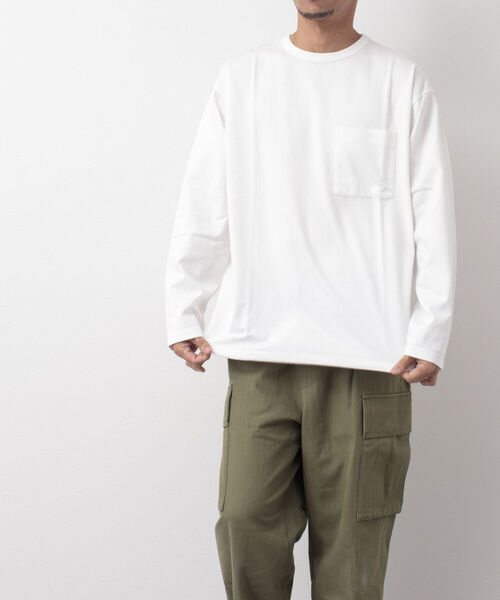 NOLLEY'S goodman（ノーリーズグッドマン）の「ポンチドローコードプルオーバーカットソー（Tシャツ/カットソー・メンズ・ホワイト/グレイッシュベージュ/ネイビー・S/M/L/XL）」の5枚目の写真