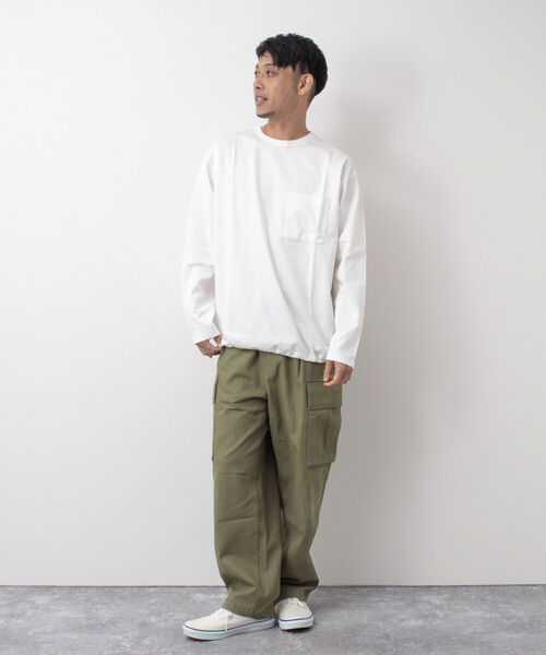 NOLLEY'S goodman（ノーリーズグッドマン）の「ポンチドローコードプルオーバーカットソー（Tシャツ/カットソー・メンズ・ホワイト/グレイッシュベージュ/ネイビー・S/M/L/XL）」の18枚目の写真