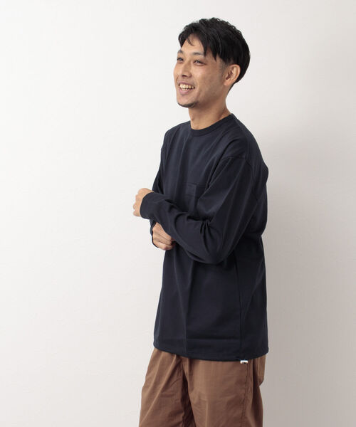 NOLLEY'S goodman（ノーリーズグッドマン）の「ポンチドローコードプルオーバーカットソー（Tシャツ/カットソー・メンズ・ホワイト/グレイッシュベージュ/ネイビー・S/M/L/XL）」の6枚目の写真