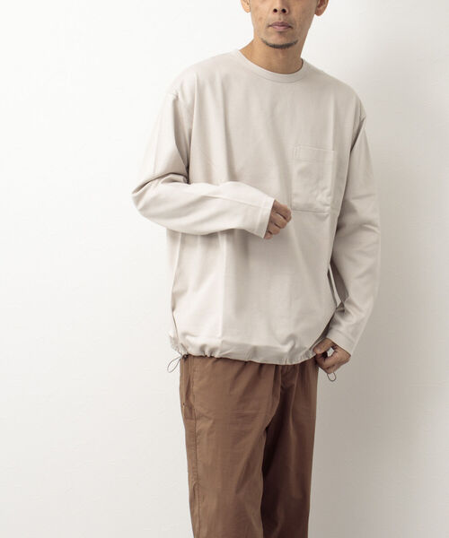 NOLLEY'S goodman（ノーリーズグッドマン）の「ポンチドローコードプルオーバーカットソー（Tシャツ/カットソー・メンズ・ホワイト/グレイッシュベージュ/ネイビー・S/M/L/XL）」の19枚目の写真