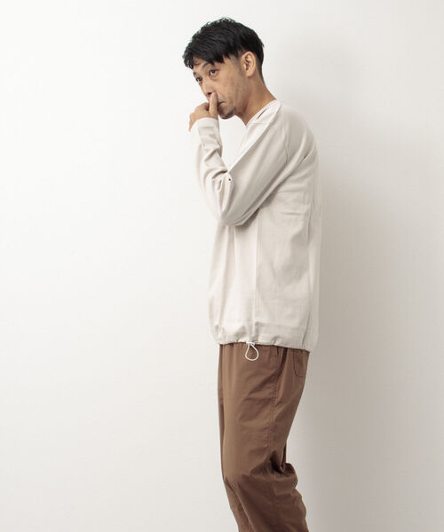 NOLLEY'S goodman（ノーリーズグッドマン）の「ポンチドローコードプルオーバーカットソー（Tシャツ/カットソー・メンズ・ホワイト/グレイッシュベージュ/ネイビー・S/M/L/XL）」の14枚目の写真