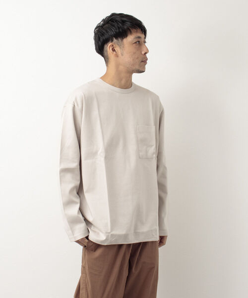 NOLLEY'S goodman（ノーリーズグッドマン）の「ポンチドローコードプルオーバーカットソー（Tシャツ/カットソー・メンズ・ホワイト/グレイッシュベージュ/ネイビー・S/M/L/XL）」の7枚目の写真