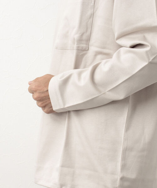 NOLLEY'S goodman（ノーリーズグッドマン）の「ポンチドローコードプルオーバーカットソー（Tシャツ/カットソー・メンズ・ホワイト/グレイッシュベージュ/ネイビー・S/M/L/XL）」の4枚目の写真