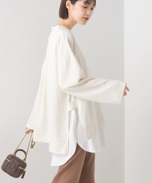 梨地サイドスリットプルオーバーアンサンブル長袖