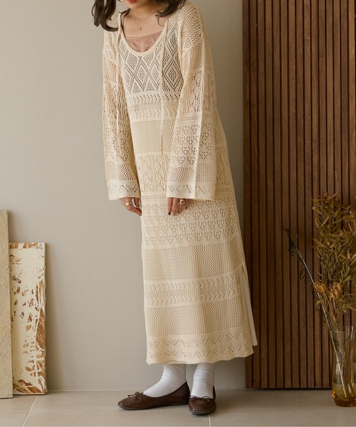 Ambre Neige（アンブルネージュ）の「パッチワークニットワンピース／WEB/EC限定商品（ワンピース・レディース・ベージュ/アイボリー・FREE）」の18枚目の写真