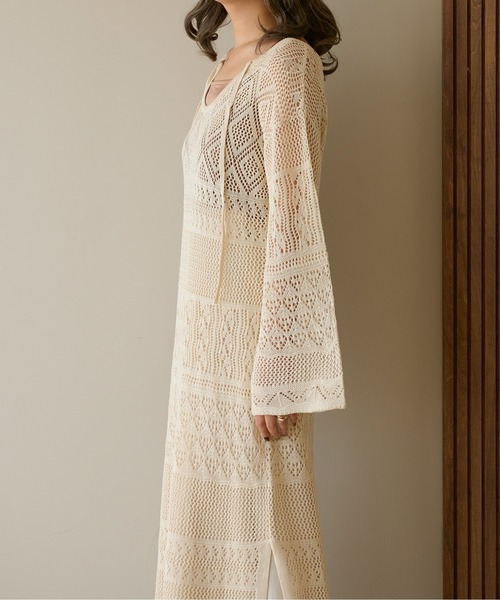 Ambre Neige（アンブルネージュ）の「パッチワークニットワンピース／WEB/EC限定商品（ワンピース・レディース・ベージュ/アイボリー・FREE）」の19枚目の写真