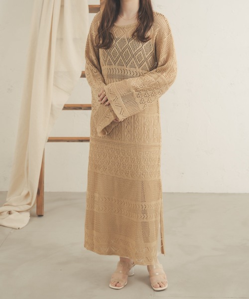 セール】パッチワークニットワンピース／WEB/EC限定商品（ワンピース