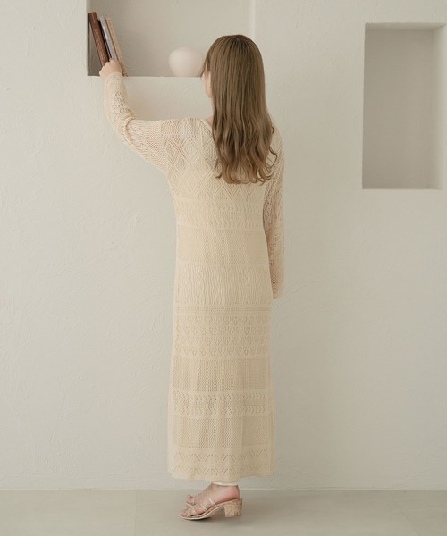 Ambre Neige（アンブルネージュ）の「パッチワークニットワンピース／WEB/EC限定商品（ワンピース・レディース・ベージュ/アイボリー・FREE）」の13枚目の写真