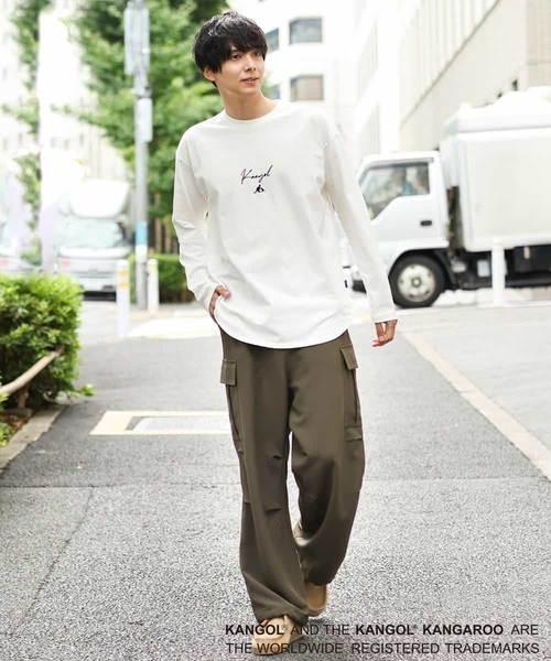 KANGOL(カンゴール)の「【コラボ】KANGOLスクエアプリントロングシルエットカットソー(Tシャツ/カットソー・メンズ・ホワイト/サンドベージュ・44/46/48/50)」の7枚目の写真