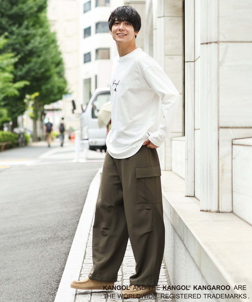 KANGOL(カンゴール)の「【コラボ】KANGOLスクエアプリントロングシルエットカットソー(Tシャツ/カットソー・メンズ・ホワイト/サンドベージュ・44/46/48/50)」の8枚目の写真