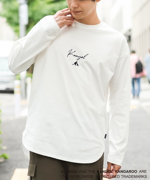 KANGOL(カンゴール)の「【コラボ】KANGOLスクエアプリントロングシルエットカットソー(Tシャツ/カットソー・メンズ・ホワイト/サンドベージュ・44/46/48/50)」の10枚目の写真