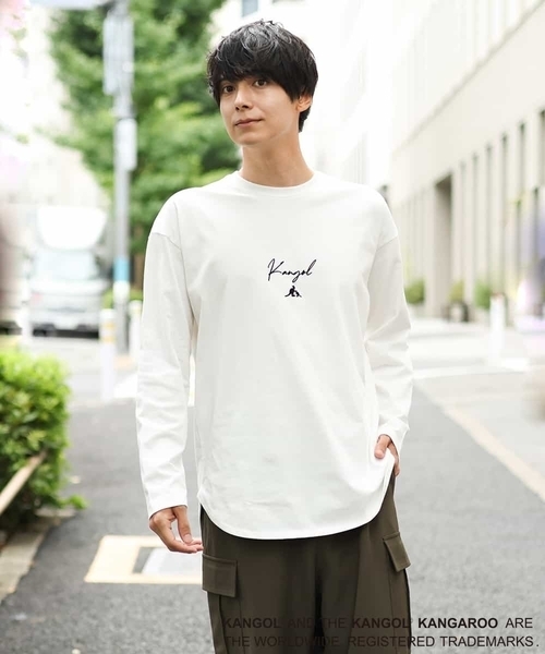 KANGOL(カンゴール)の「【コラボ】KANGOLスクエアプリントロングシルエットカットソー(Tシャツ/カットソー・メンズ・ホワイト/サンドベージュ・44/46/48/50)」の11枚目の写真