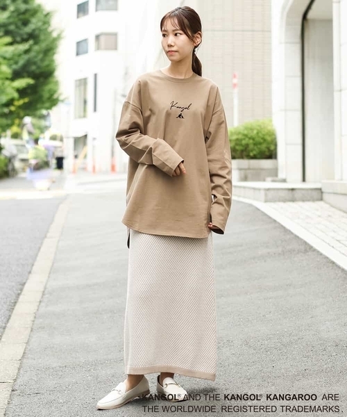 KANGOL(カンゴール)の「【コラボ】KANGOLスクエアプリントロングシルエットカットソー(Tシャツ/カットソー・メンズ・ホワイト/サンドベージュ・44/46/48/50)」の14枚目の写真