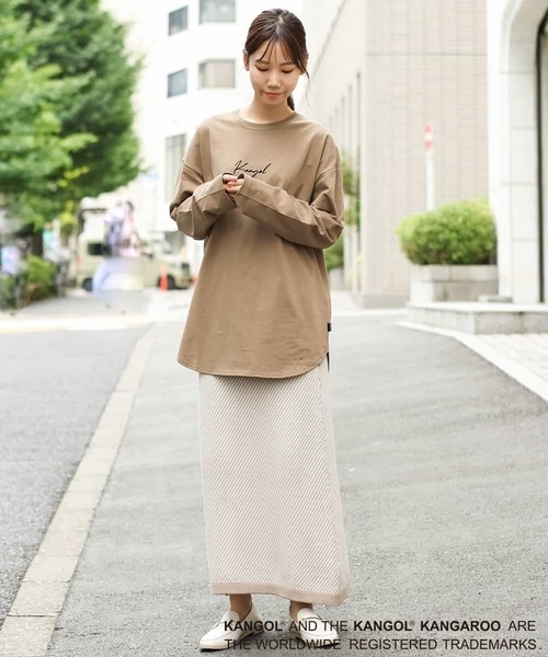 KANGOL(カンゴール)の「【コラボ】KANGOLスクエアプリントロングシルエットカットソー(Tシャツ/カットソー・メンズ・ホワイト/サンドベージュ・44/46/48/50)」の15枚目の写真