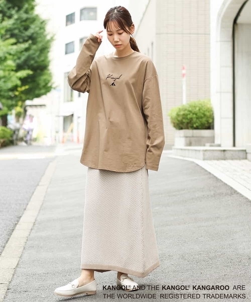 KANGOL(カンゴール)の「【コラボ】KANGOLスクエアプリントロングシルエットカットソー(Tシャツ/カットソー・メンズ・ホワイト/サンドベージュ・44/46/48/50)」の16枚目の写真