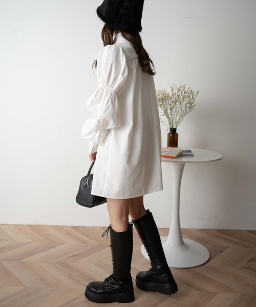 WEGO(ウィゴー)の「WEGO/スリーブシャーリングチュニック(チュニック・レディース・ホワイト/ブラック・FREE)」の9枚目の写真