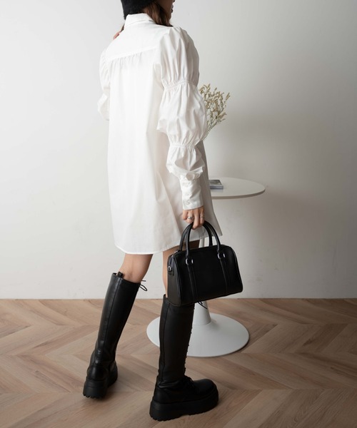 WEGO(ウィゴー)の「WEGO/スリーブシャーリングチュニック(チュニック・レディース・ホワイト/ブラック・FREE)」の6枚目の写真