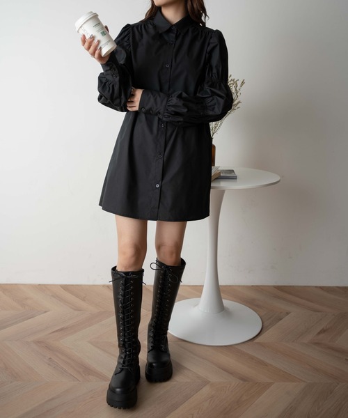 WEGO(ウィゴー)の「WEGO/スリーブシャーリングチュニック(チュニック・レディース・ホワイト/ブラック・FREE)」の15枚目の写真