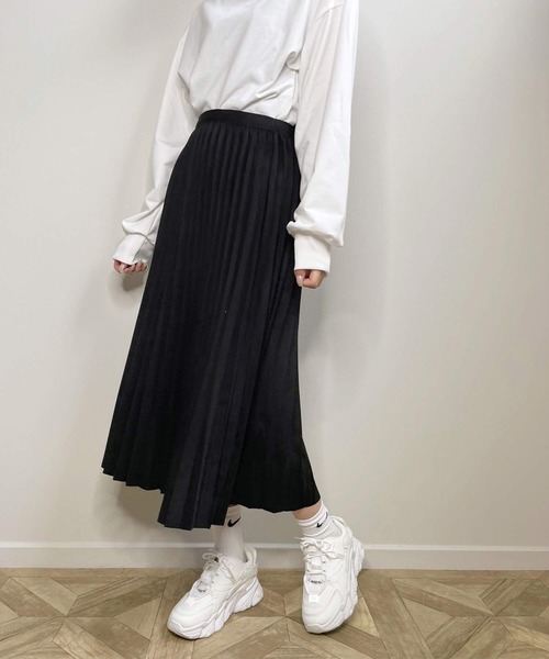 shopnikoniko(ショップニコニコ)の「フェイクスエード ロングプリーツスカート(スカート・レディース・ダークブラウン/ダークグレー/モカ/ブラック/ベージュ・フリー)」の17枚目の写真