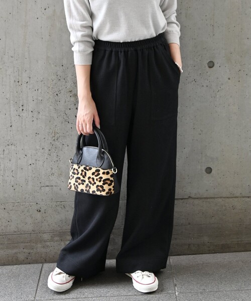 SHIPS any(シップス エニィ)の「【WEB限定】SHIPS any:〈洗濯機可能〉ウール ライク イージー ワイド パンツ(その他パンツ・レディース・ブラック/ホワイト・38/36)」の14枚目の写真