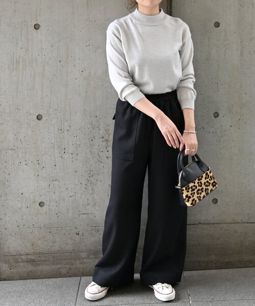 SHIPS any(シップス エニィ)の「【WEB限定】SHIPS any:〈洗濯機可能〉ウール ライク イージー ワイド パンツ(その他パンツ・レディース・ブラック/ホワイト・38/36)」の16枚目の写真