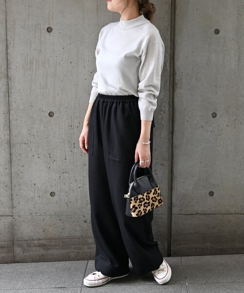 SHIPS any(シップス エニィ)の「【WEB限定】SHIPS any:〈洗濯機可能〉ウール ライク イージー ワイド パンツ(その他パンツ・レディース・ブラック/ホワイト・38/36)」の18枚目の写真