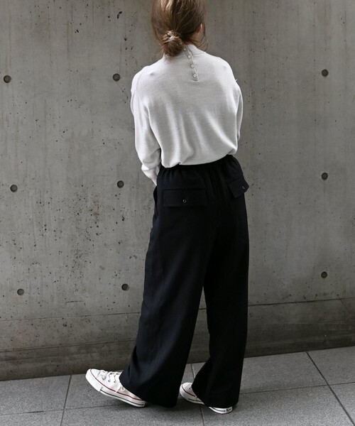 SHIPS any(シップス エニィ)の「【WEB限定】SHIPS any:〈洗濯機可能〉ウール ライク イージー ワイド パンツ(その他パンツ・レディース・ブラック/ホワイト・38/36)」の19枚目の写真